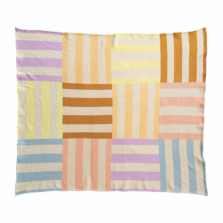 Cotton Knit Stripe Throw